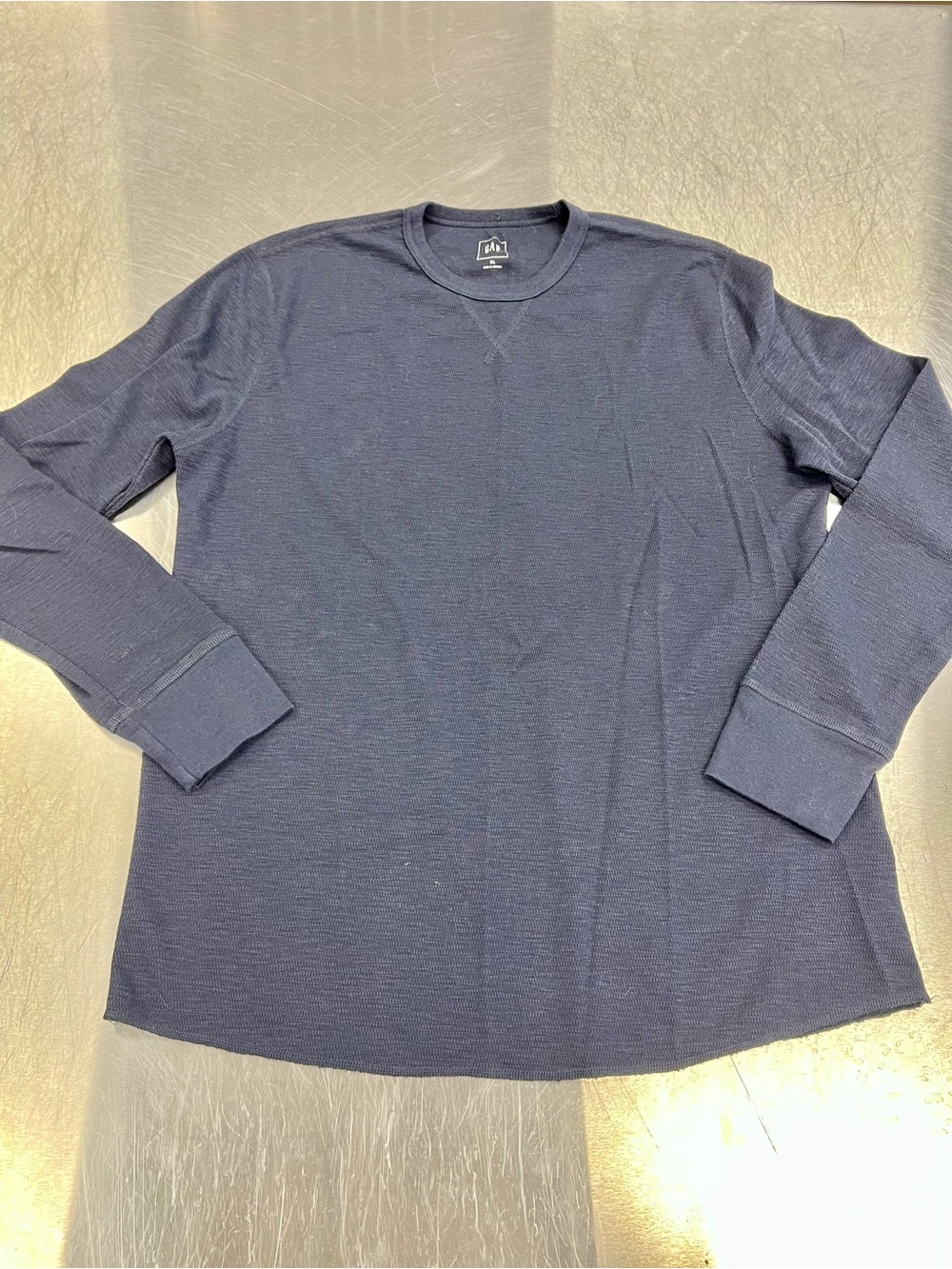 Gap Navy Men's Long-Sleeve Thermal Crewneck Shirt - XL